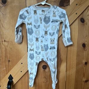 Cloud Island Cream and Gray Footie One Piece with Whimsical Animal Print